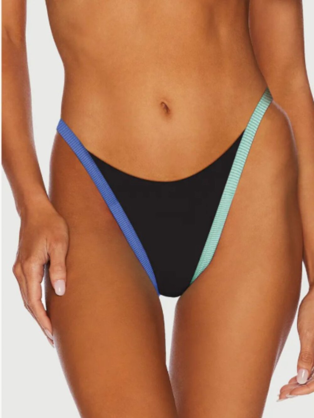 Beach Riot Caily Rib High Cut Bikini Bottoms – Sapphire Sea Colorblock – Medium